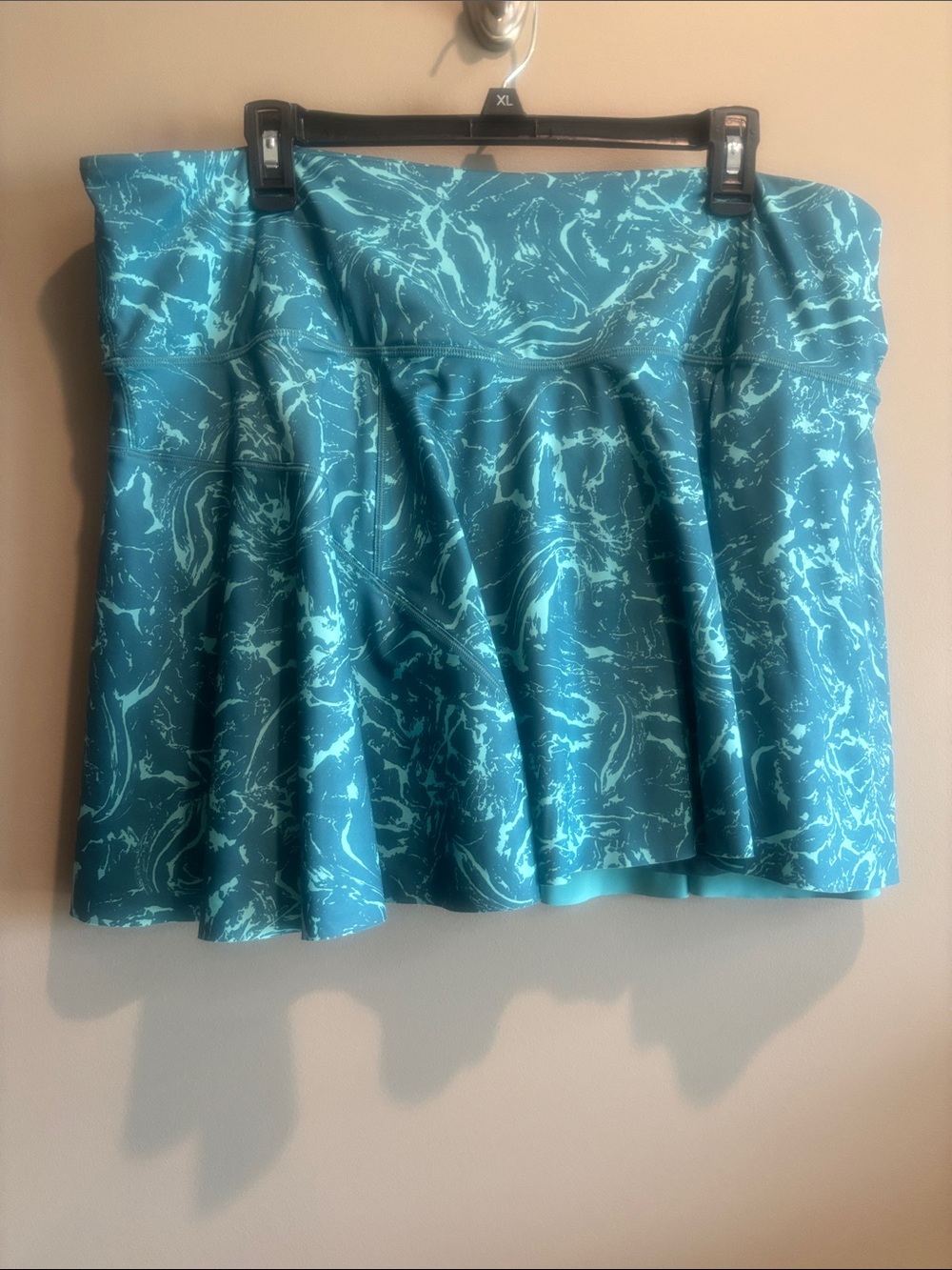 Athleta Teal Marble-Print Athletic Skort Skirt